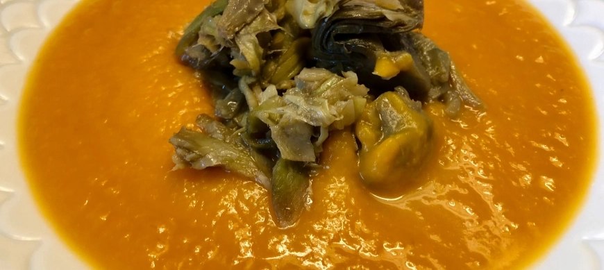crema de calabaza con alcachofas (cedida por Merche Pastor)