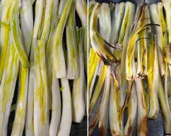 Step <p><span style="font-weight: normal;">En primer lugar lavaremos los Calçots, los partiremos por la mitad y los pondremos en una bandeja de horno con un poco de aceite por encima.</span></p><p><span style="font-weight: normal;">Horenaremos unos</span> 15-20 minutos a temperatura 200ºC</p> illustration