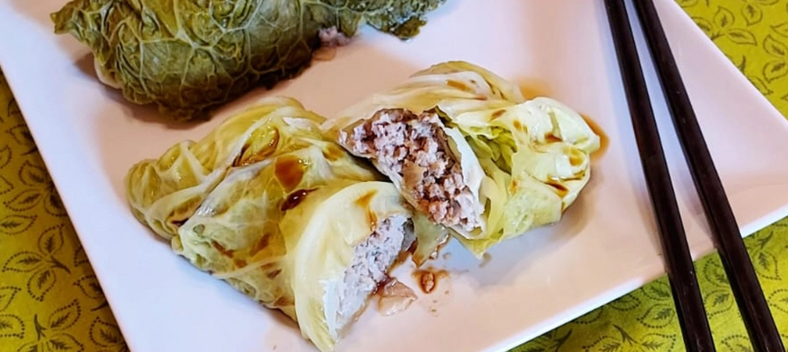 Rollitos de col al vapor