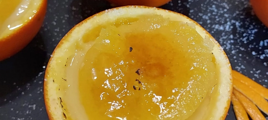 Para todos, Thermomix®: "Crema de naranja en su cáscara y su carpaccio caramelizado"