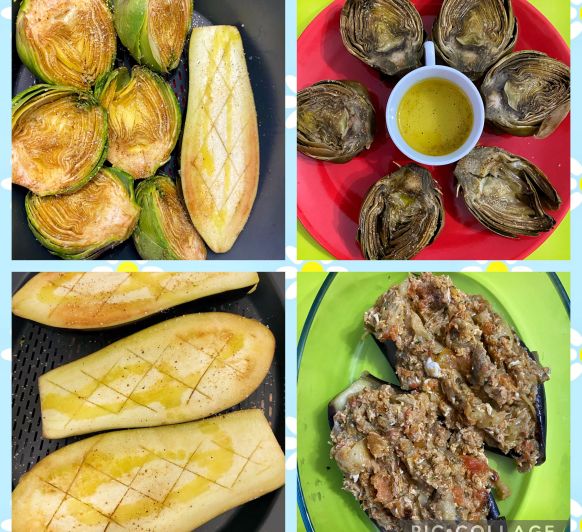 Alcachofas y berenjenas rellenas